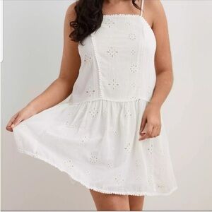 Aerie Women Ivory Eyelet Summer Flowy Dress Size XS